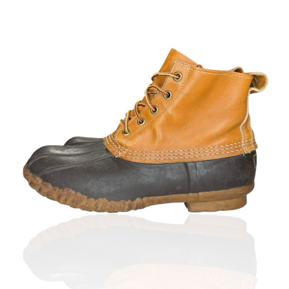 Vintage LL Bean Maine Hunting Shoe 70's 80's USA Made Leather Brown Tan Size 8